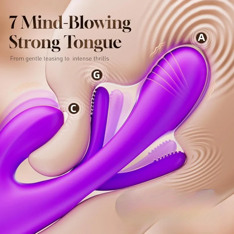 3-in-1 G Spot Stimulator: 14 Vibrations & 7 Flaps Massager, Purple Adult Pleasure Toy view 3