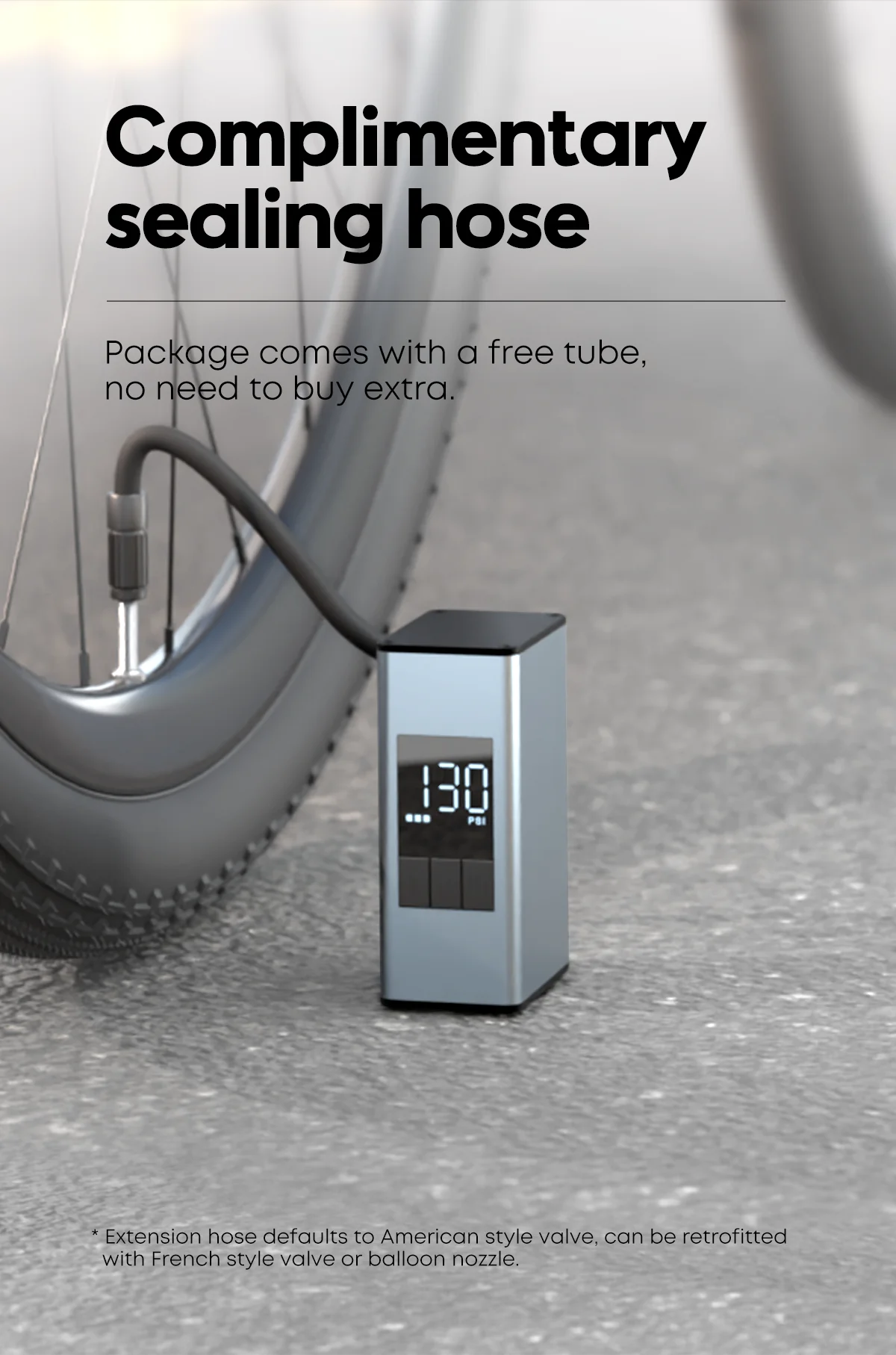CYCLAMI A3 MAX Elektrische Pumpe Tragbar Silber Aluminiumlegierung 150 PSI Fahrrad-Luftpumpe Wiederaufladbarer Reifenfüller Schrader Presta Ventil – Detail 10
