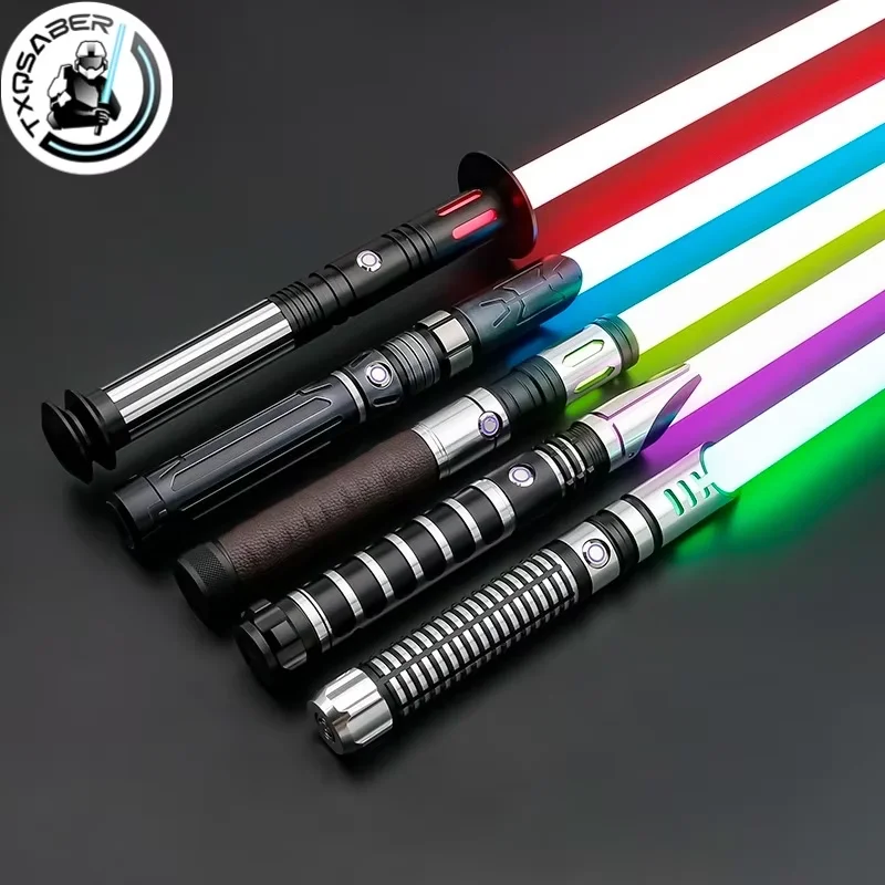 TXQSABER Тяжелый дуэльный RGB/неопиксельный гладкий световой меч, меняющий цвет, металлическая рукоять, блокирующий бластер, лазерный меч-джедай,