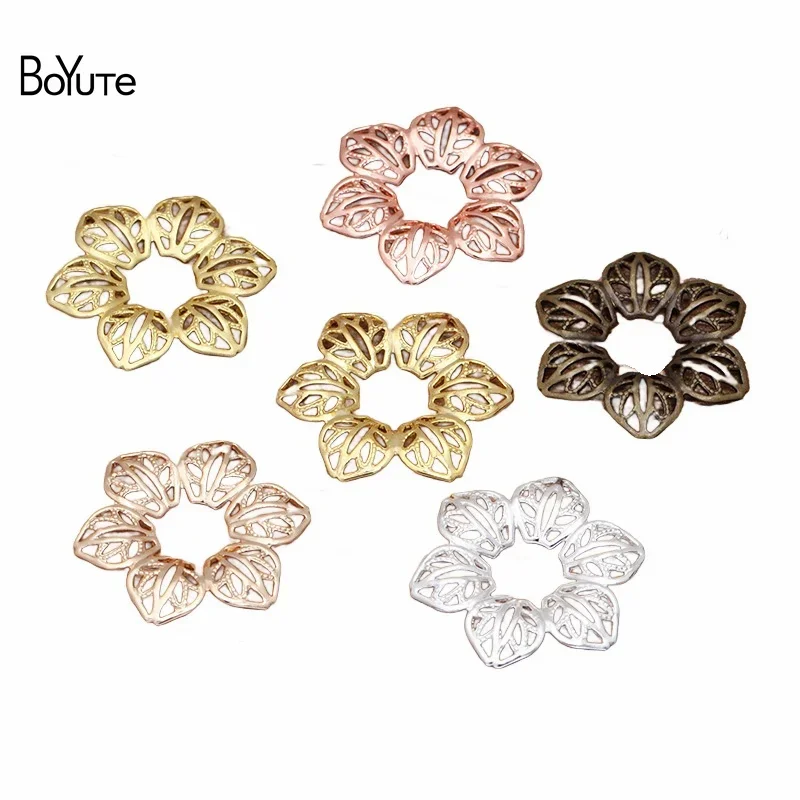 BoYuTe (50 Pieces/Lot) 20MM Filigree Flower Findings Metal Brass Material Handmade Diy Jewelry Accessories Parts Supplier