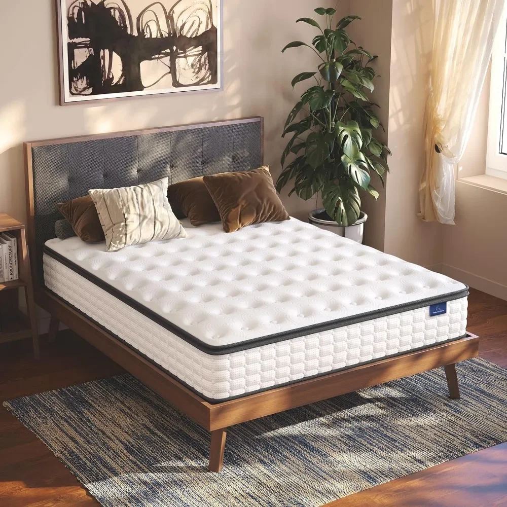 10 Inch Medium Firm Full Size Mattress,Hybrid Full Mattress in a Box,Gel Momory Foam and Pocket Coils Mattresses,Pressure Relief