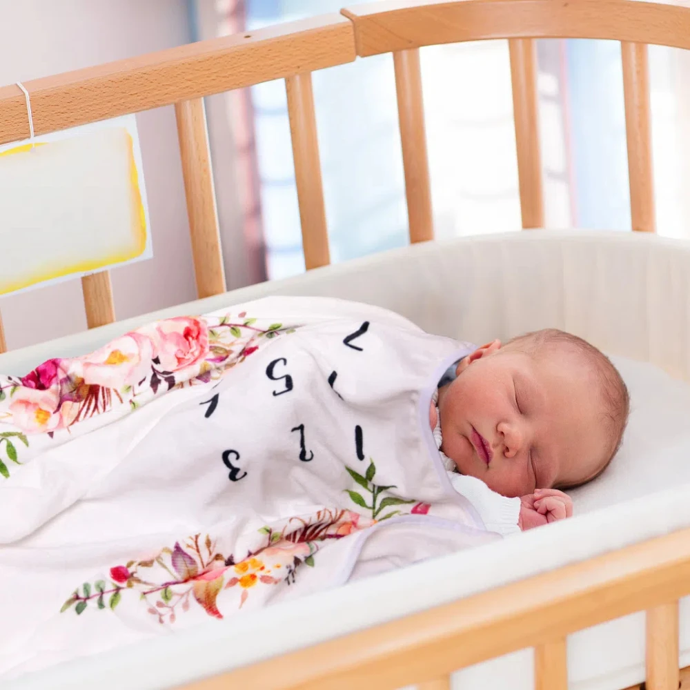 어린이 레코드 성장 이정표 플란넬 담요, 신생아 동물 패턴, 사진 소품, 창의적인 배경 천