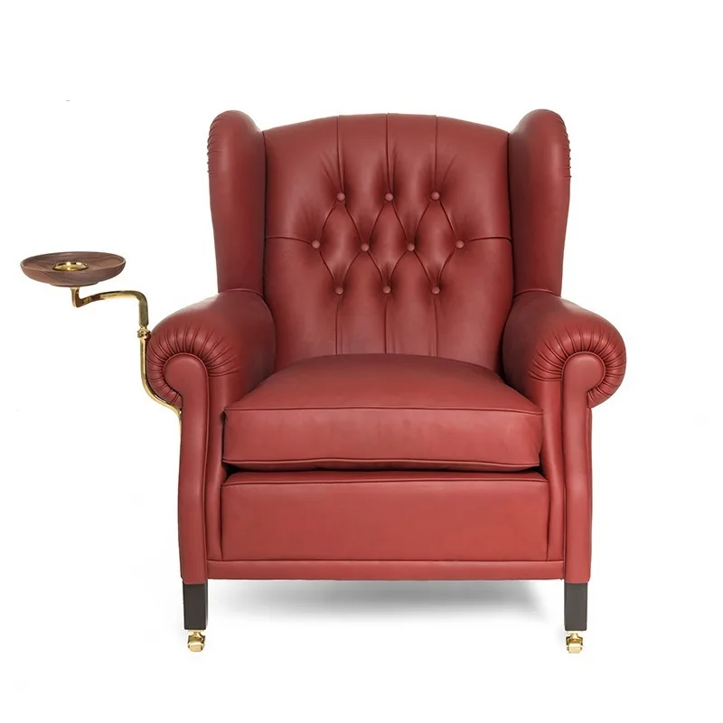 

Italian postmodern light luxury leisure chair cigar single chair top layer cowhide single sofa chair furniture