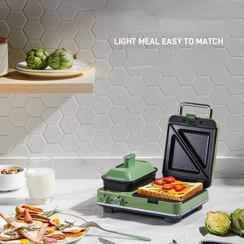 Multi-Function Breakfast Maker Sandwich Light Food Machine Small Household Waffle Machine Toast Press and Bake Machine