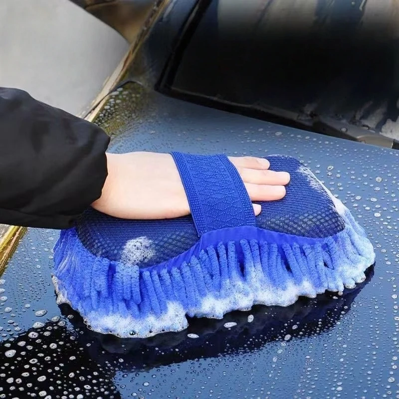 Value pack car care set equipped with super absorbent chenille sponge and chenille wash mitt, perfect for daily household car cl view 6