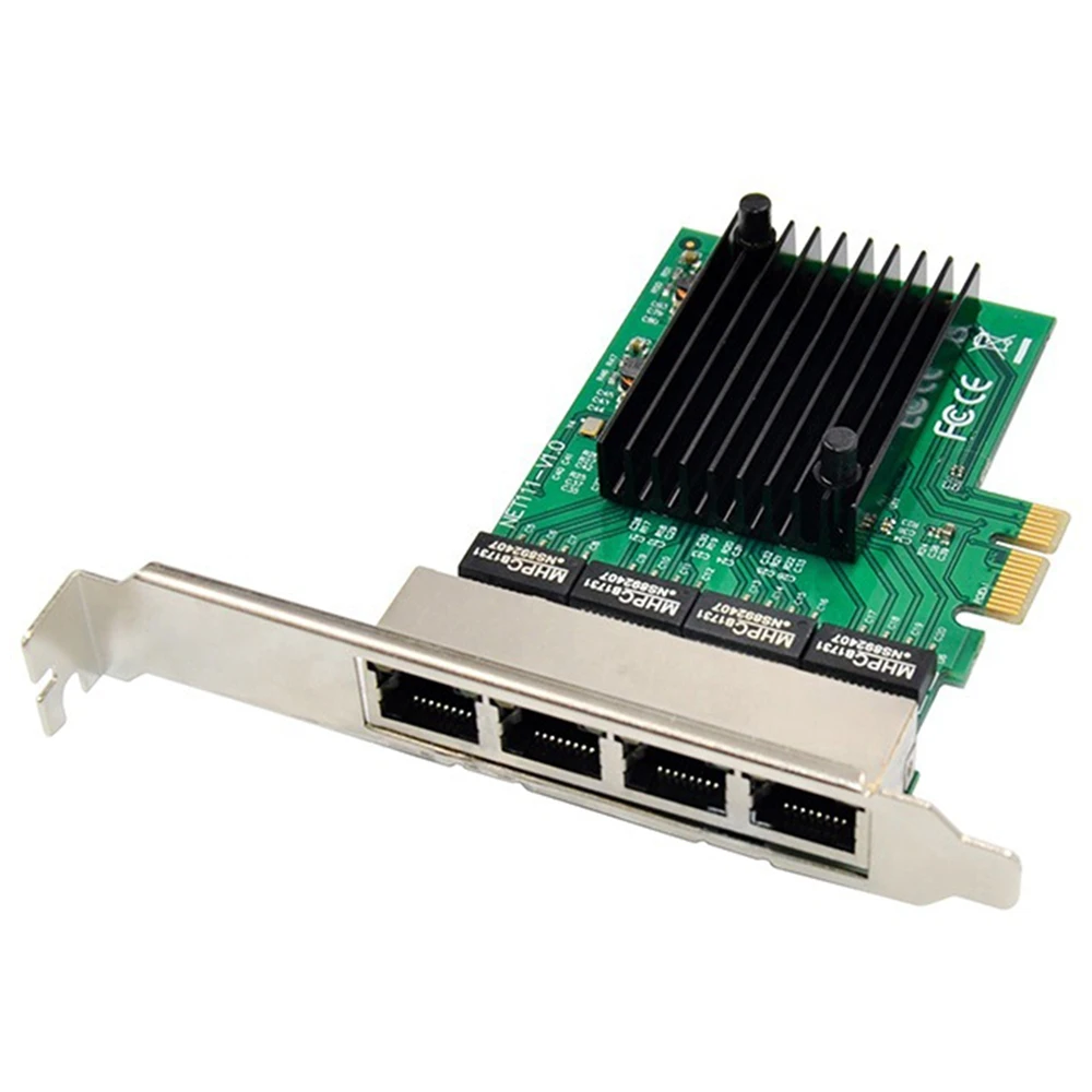 RJ-45 adaptador de servidor Ethernet de 4 puertos, tarjeta de red Gigabit, interfaz PCI-E X1