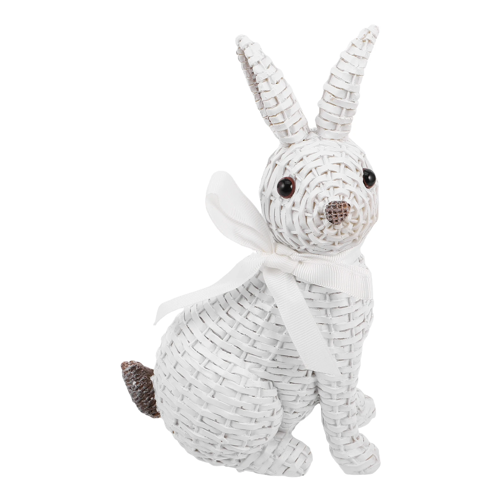 

Rabbit nament Resin Figurine European Style Home Decor Bunny Statue Wicker Effect Easter Centerpiece Spring Model Small Figure