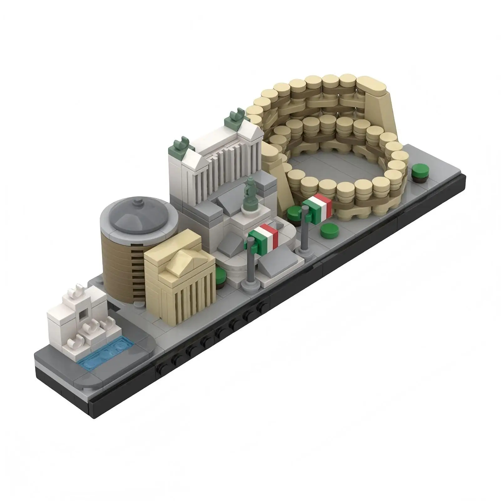 MOC Creative City Landmark Architecture Rome Skyline Scene Building Blocks Assembly Model Children's Assembly Toys Birthday Gift