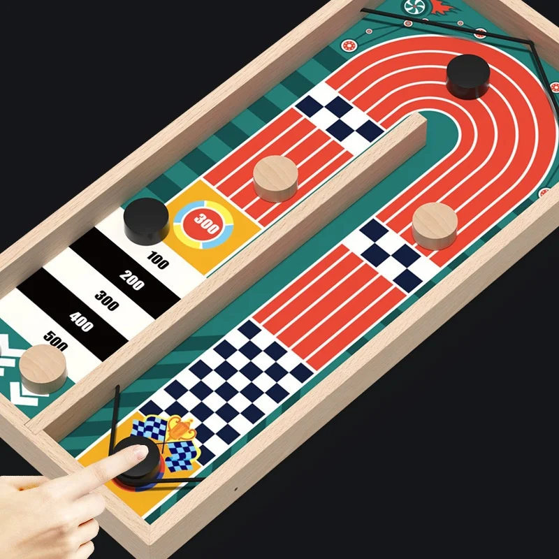 

Generic Wooden Sling Puck Game 2 Player Kids Adults Parent Child Interactive Desktop Toy Kindergarten Family Game