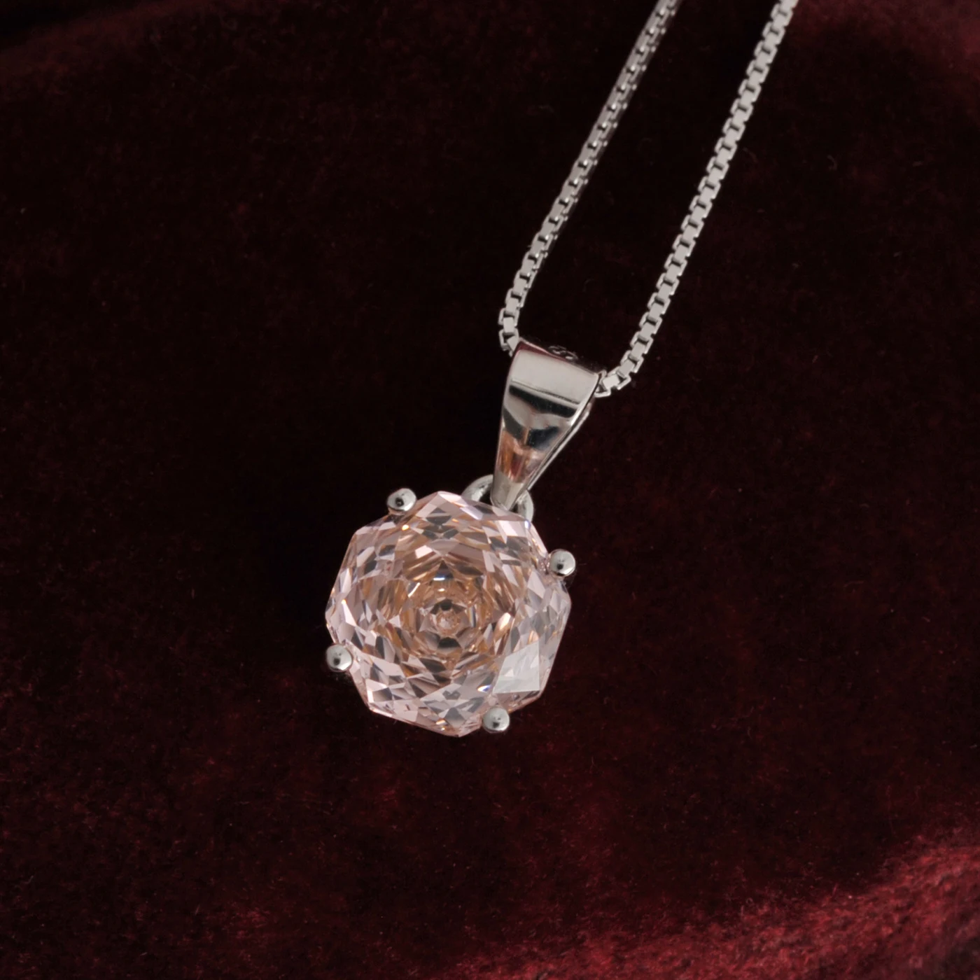 POTIY 2ct Morganit Rosa Kubisches Zirkonium CZ Achteckiger Rosenschliff Anhänger Ohne Kette 925 Sterling Silber Geschenk für Sie – Detail 22