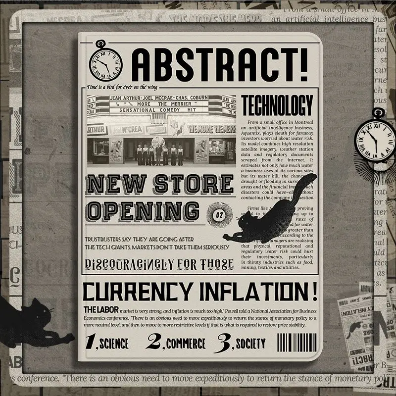 

Smart Cover with Pencil Holder for IPad 10th Gen Case 2022 Air 5th 4th 10.9 IPad Mini6 8.3 Pro 11 2nd 3rd 4th Vintage Newspapers