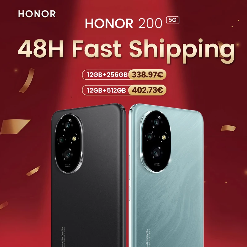 Global Version Honor 200 Snapdragon 7 Gen 3 6.7” 120Hz Curved Screen 5200mAh Battery 50MP Camera Dual SIM NFC Smartphone 5G