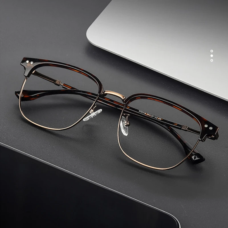 Lunettes demi-cerclées rétro en alliage, style classique pour professionnels, ultra-légères, pour cadres et ingénieurs
