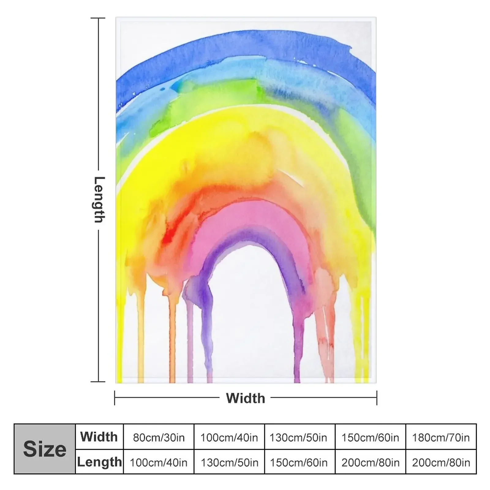 Watercolor Rainbow Dripping Throw Blanket For Decorative Sofa blankets and throws Decoratives Warm Blankets