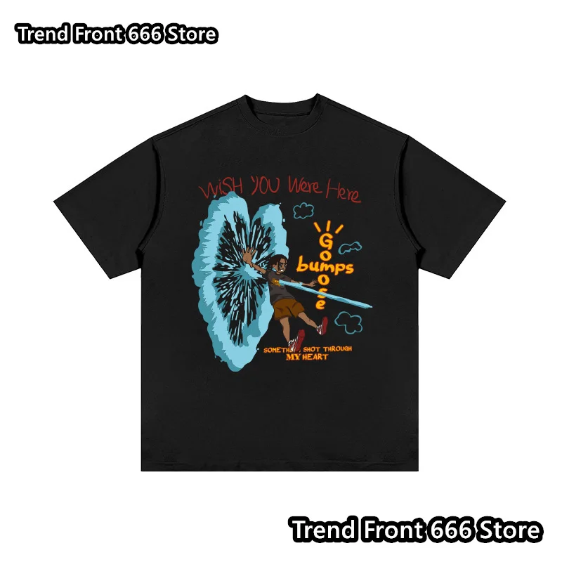 تي شيرتات قطنية بأكمام قصيرة للرجال ، طباعة ترافيس سكوت ، قمم الشوارع العالية ، أتمنى أن تكون هنا تيشيرتات ، الصيف