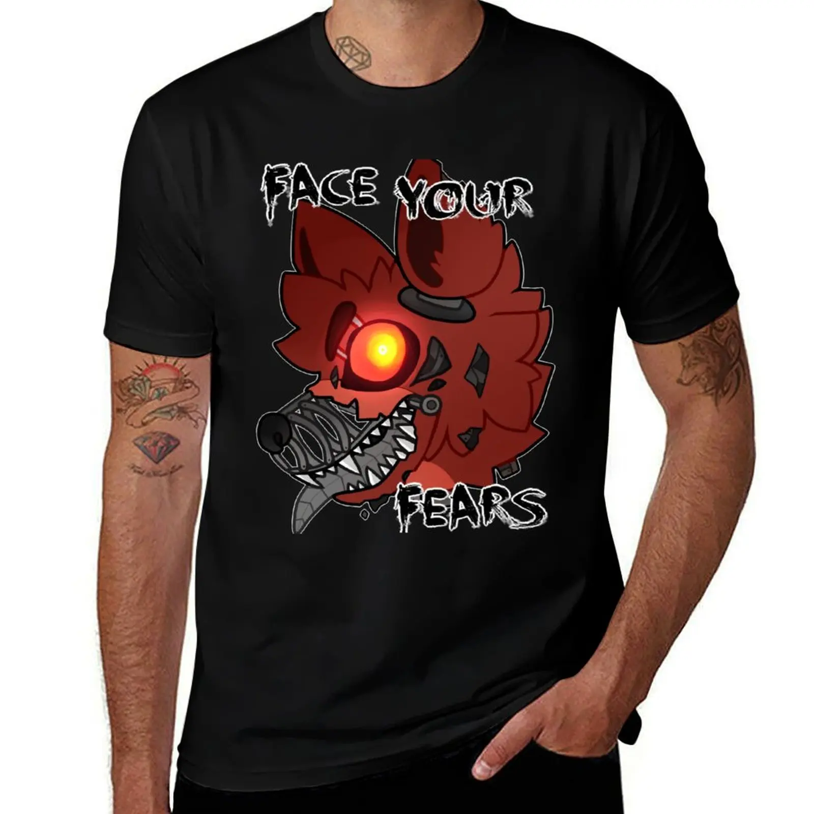 

FNAF 4 FOXY FACE YOUR FEARS T-Shirt Blouse anime figures tops funny t shirts men