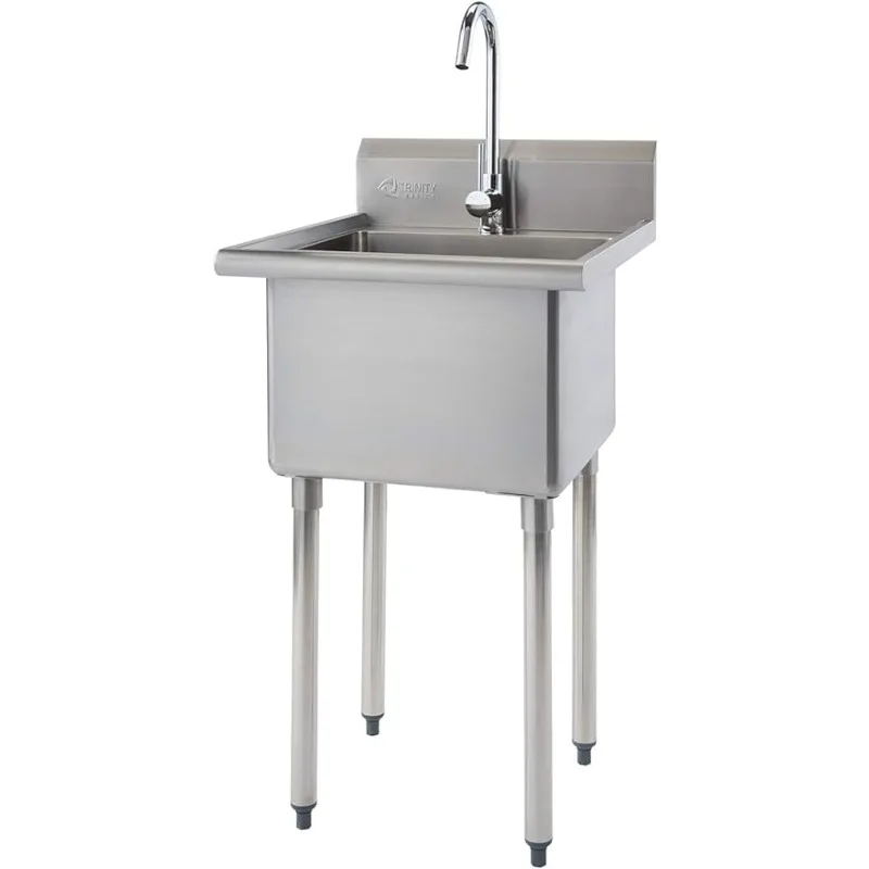 

TRINITY THA-0307 Basics Stainless Steel Freestanding Single Bowl Utility Sink for Garage