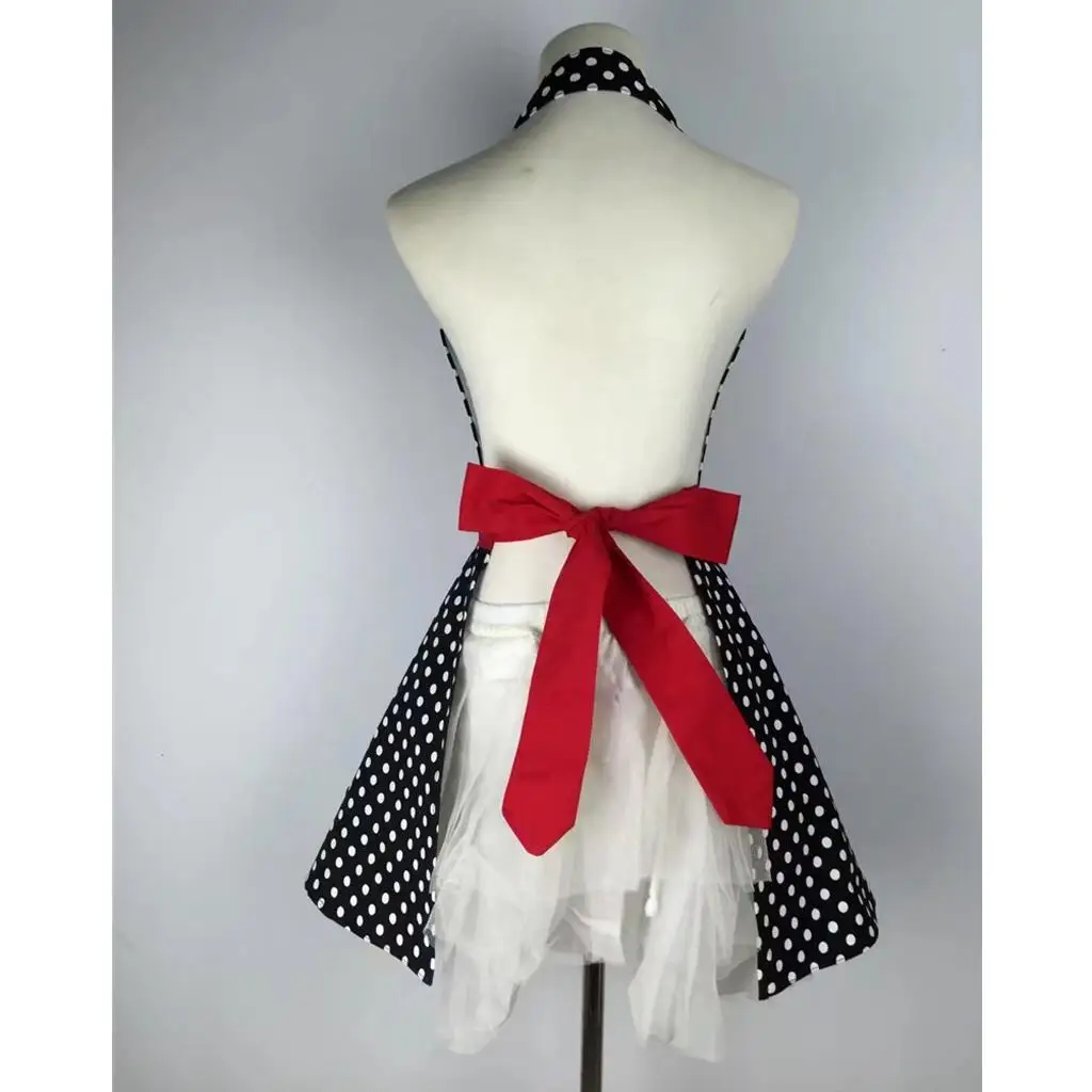 Kitchen Apron Woman Sexy Costume Cotton Cross Back Chic Work Bib for Cleaning Cafe and Household