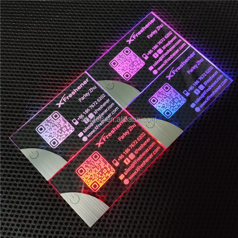 100 pieces (custom)3 NFC Clip Inside Luxury LED Digital Business Cards Custom Unique Light Up Paper Credit Wood Business C