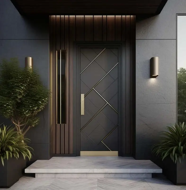 

Modern Complex Carving Technique Entrance Door Fashionable Theft Proof Sturdy Aluminum Alloy Front Doors Silent Hinged Doors