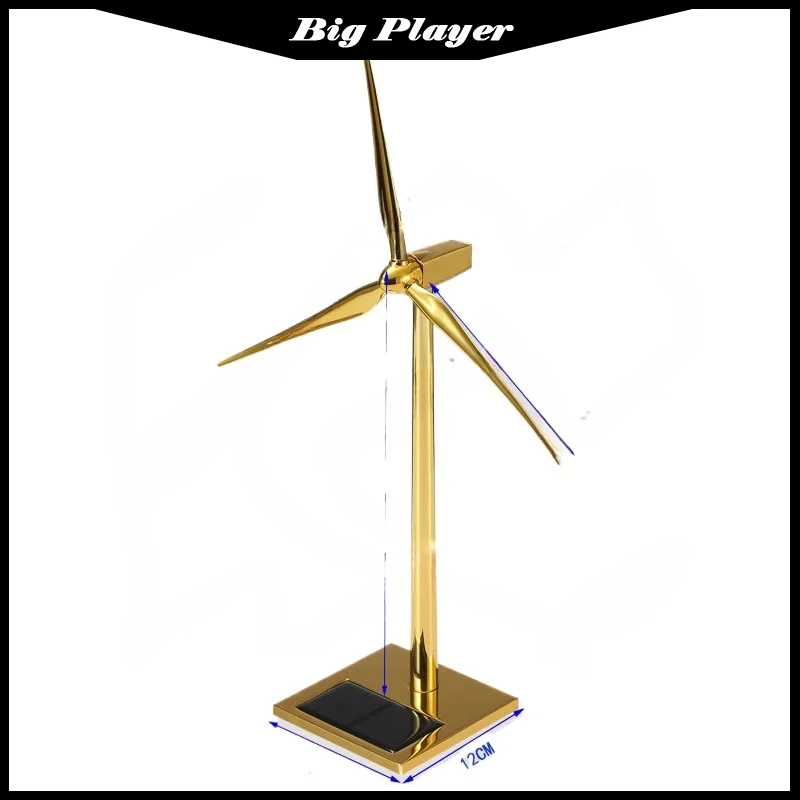 

Solar Fan Model Gold Wind Turbine Windmill Promotion Wind Energy Industry Gift Office Ornaments