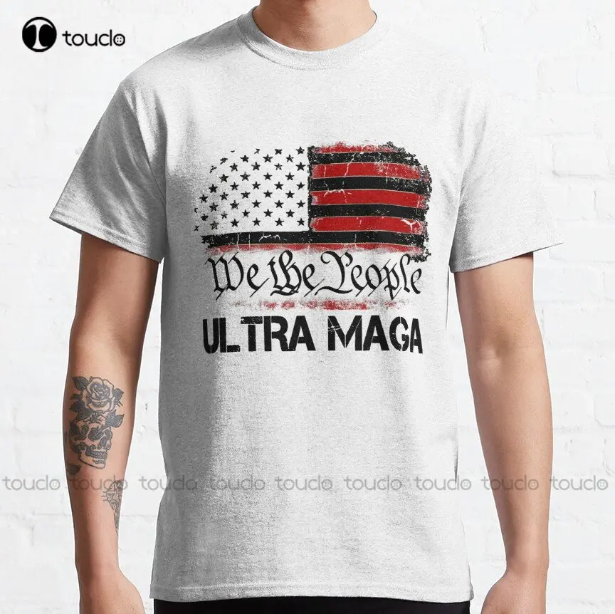 Ultra Maga We The People Funny Anti Biden Us Flag Pro Trump Trendy On White Classic T-Shirt Womens White Tshirt Xs-5Xl Unisex