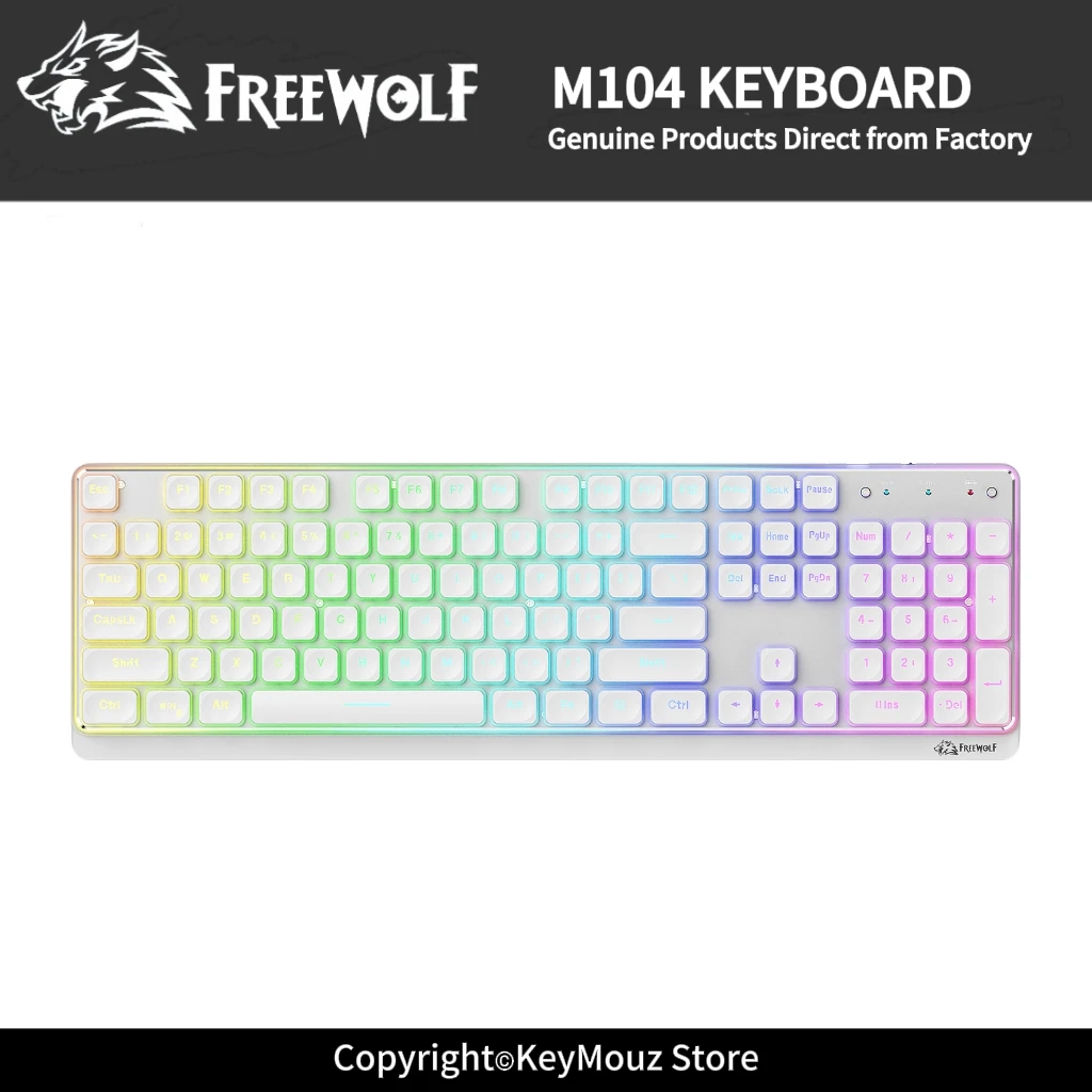 FREEWOLF M104 Slim Silent Office Keyboard 4000mAh Rechargeable Multi-System Compatible with Windows Mac Android