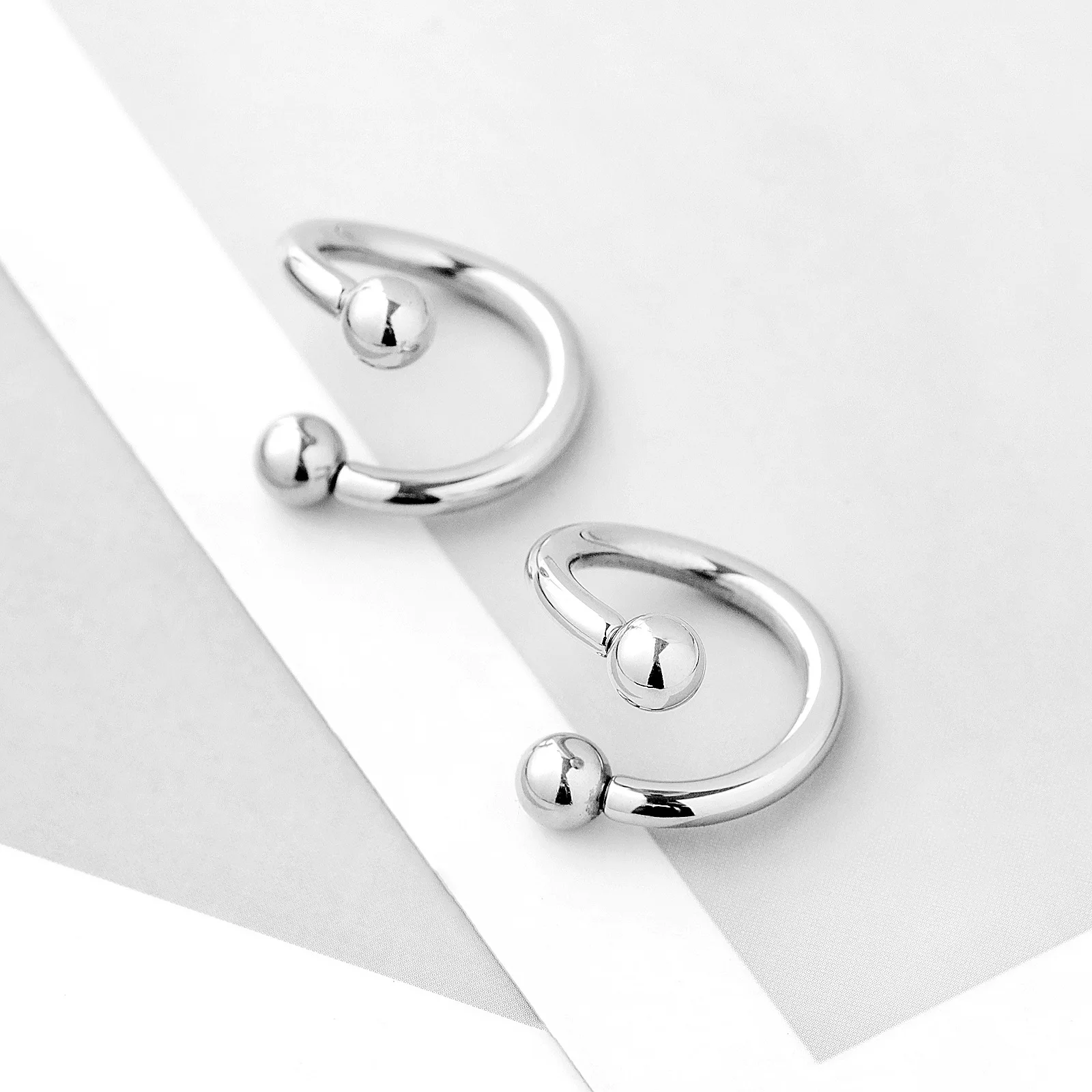 Stainless Steel Stud Earrings Tapered S-Shaped Piercing Jewelry