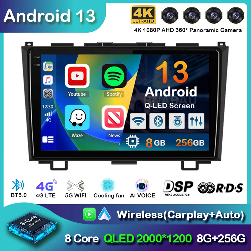 

Автомобильная магнитола Android 13 Carplay для Honda CR-V 3 RE CRV 2007-2011, навигация GPS, мультимедийный видеоплеер, 2 Din, DVD, стерео, головное устройство
