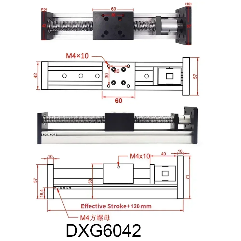 Linear Guide Rail Linear Translation Stage Single Axis Robot SFU1605 Ball screw Module Nema 23 57mm Slide Table Motor Drive Kit