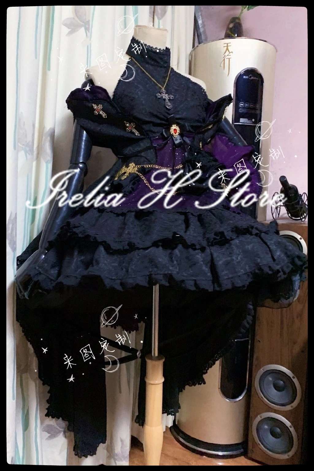 ازور لين تأثيري زي للإناث ، فستان زفاف للعروس ، حجم مخصص ، مصنوع ، أسود ، إيريليا ح ، Z23 ، Z23