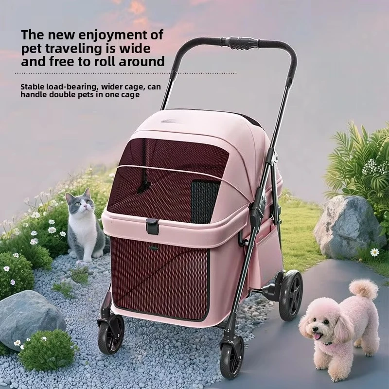 Portable Foldable Pet Stroller Oxford Materials Cat and Dog Outing Supplies