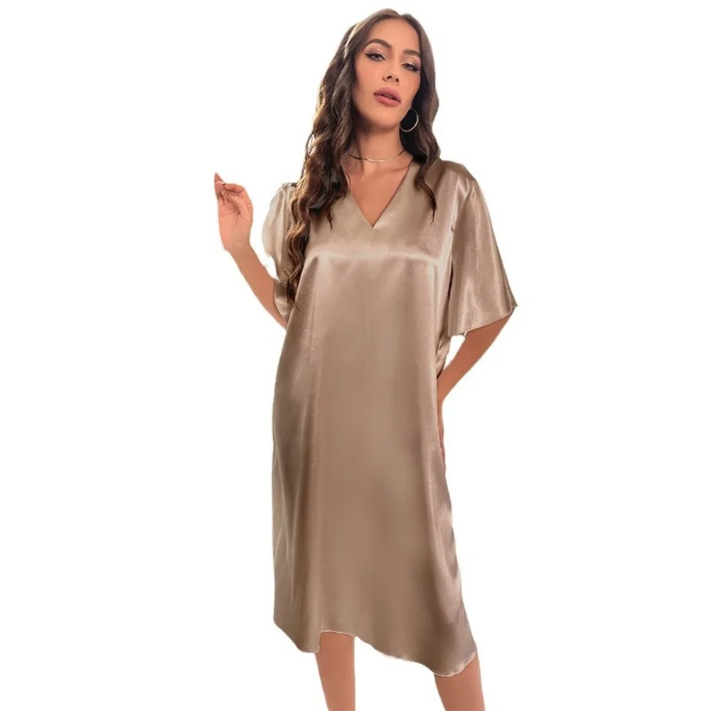 Seamless Full Size Summer Nightgown for Women Cool Feeling Lazy Style Home Office Beach