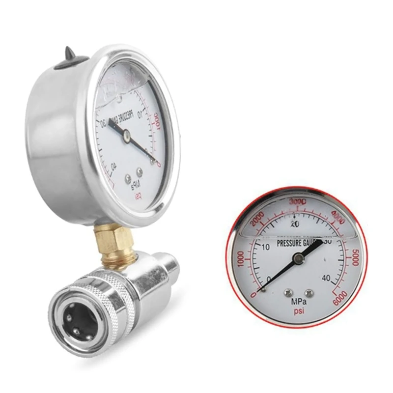 Compact Pressure Washer Gauge 3/8-Inch Quick 6000 0-40MPa Steel Dropship