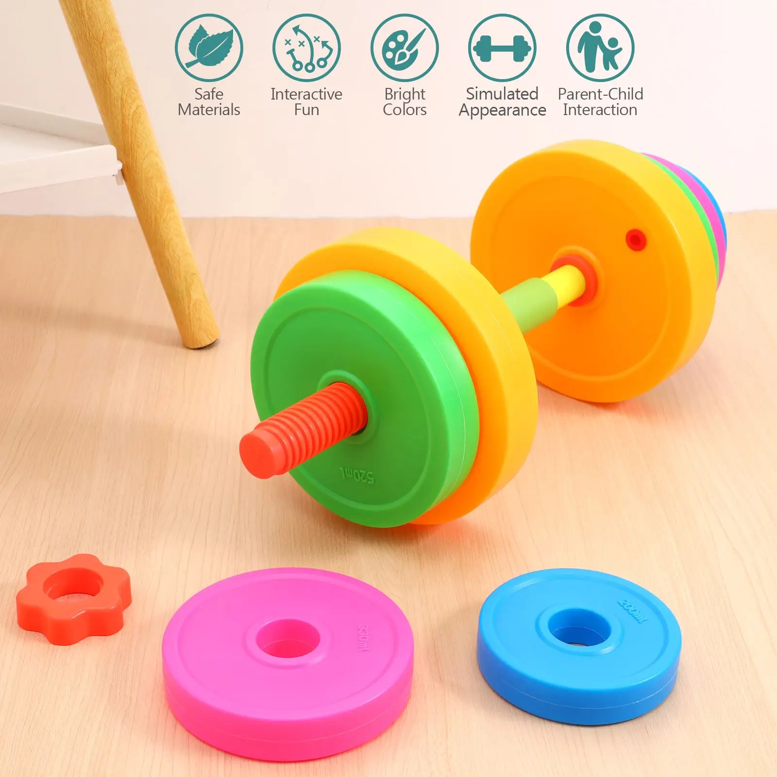 Children dumbbell detachable long barbell child boy girl plastic filled sand outdoor sports beach toys children indoor toys kids