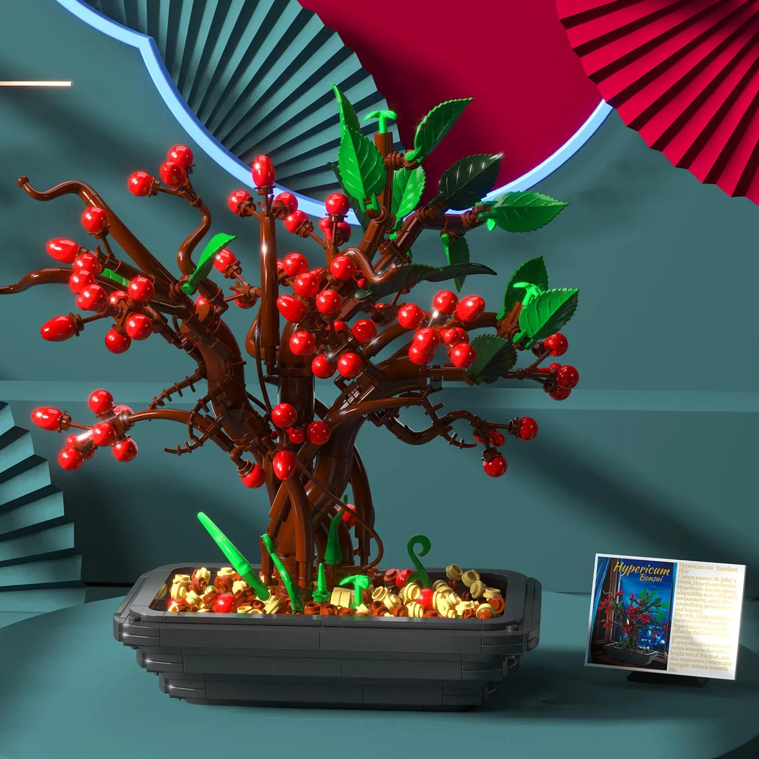 879 Elementów Hypericum Bonsai Klocki Konstrukcyjne Doniczkowy Model Cegiełki Ozdoby na Biurko Zabawki Edukacyjne dla Dzieci Prezenty Świąteczne