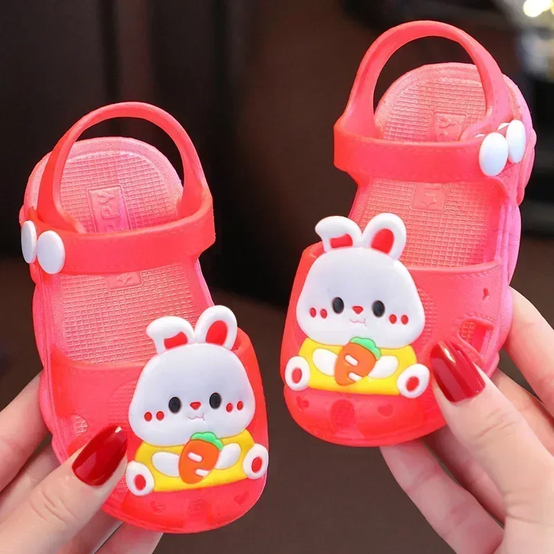 Cartoon Rabbit Sandals Summer Baby Girls\' Shoes Home Anti Slip Infant Girl‘s Sandal Soft Sole Beach Kids Shoes