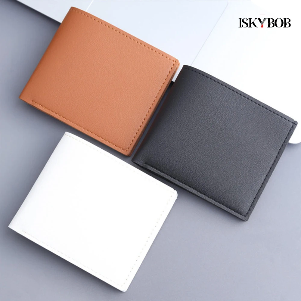 Carteiras de couro curtas simples do vintage fino masculino crédito multi-titular do cartão cor sólida pequenas bolsas de dinheiro carteira dobrável de negócios