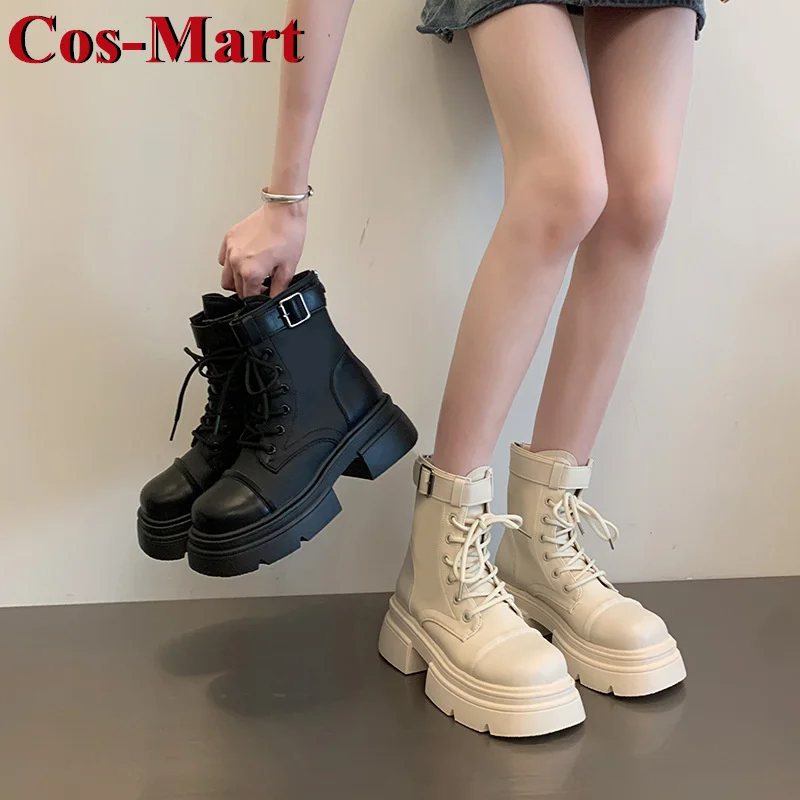 Cos-Mart Martin Boots Vintage Shoes Increase Flang Soft-Soled Daily Flat Base Cosplay Girl Female Woman New Spring Autumn Winter