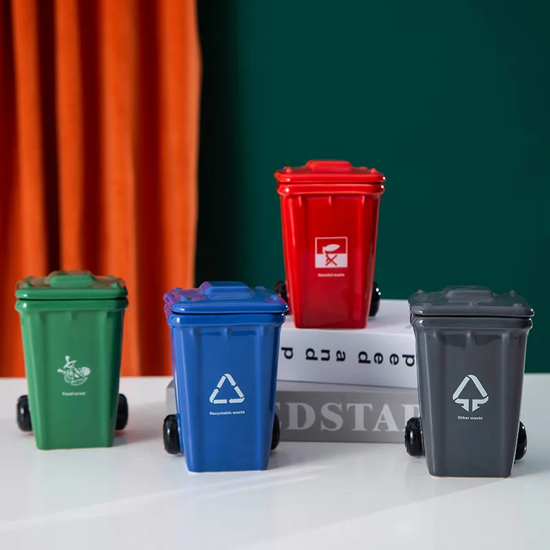 400Ml Creative Ceramic 3D Modeling Cup Novel Ceramic Trash Can Cup Recycling Bin Bottle Three-dimensional Daily Cup