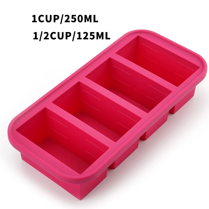 1 Pc 2/4/6 Grid Siliconen Vriezer Schimmel Met Deksel Gekoelde Voedsel Opbergdoos Voedsel doos Ijsbak Schimmel Ijs Doos Vers Houden Doos