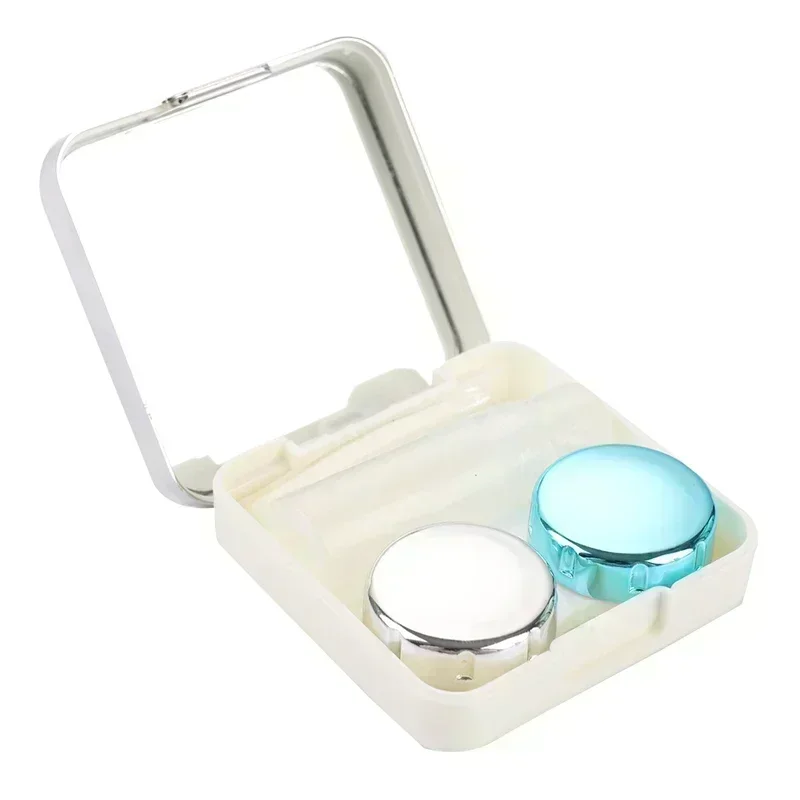 Portátil Contact Lens Case para Viagem, Cor Sólida Lente Tampa, Titular Do Recipiente, Armazenamento, Caixa De Imersão, Acessórios de Moda, Quadrado, 1Pc