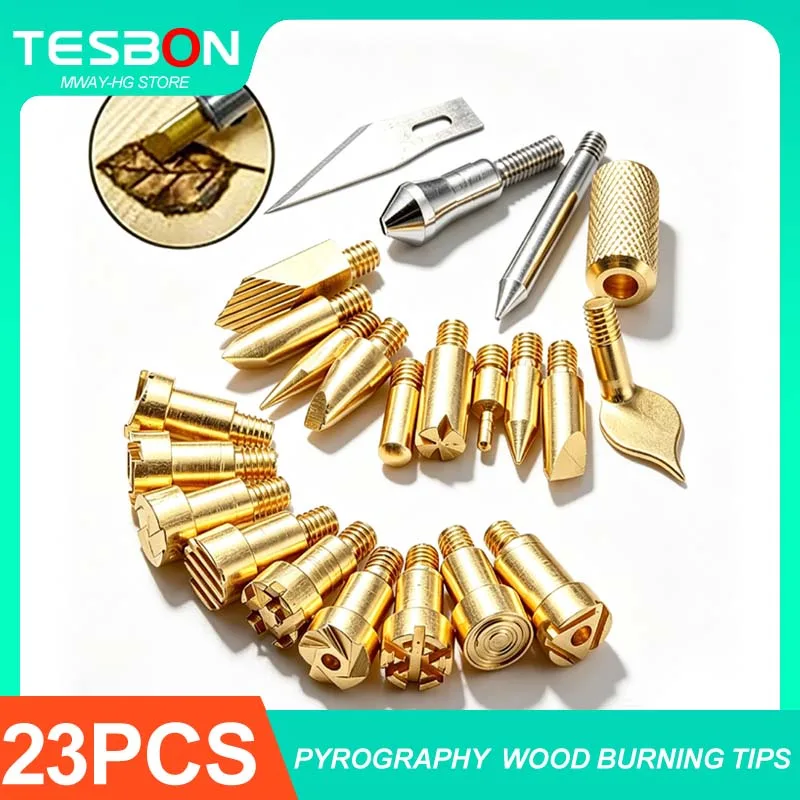 23Pcs Pyrography Tips, Wood Burning Tool Kits Carving Iron Tip for Embossing/Adults/Beginners/Birthday/Wedding Anniversary/Hallo