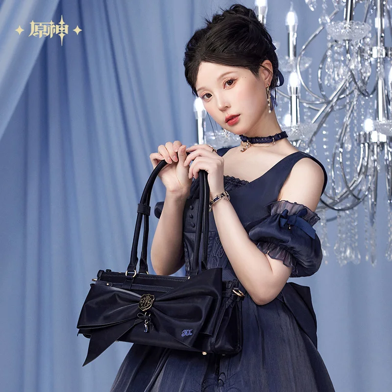 Genshin Impact Furina Theme Ita Bag Borsa baguette bianca nera Borsa a tracolla casual anime autentica autentica Vendita calda Disponibile