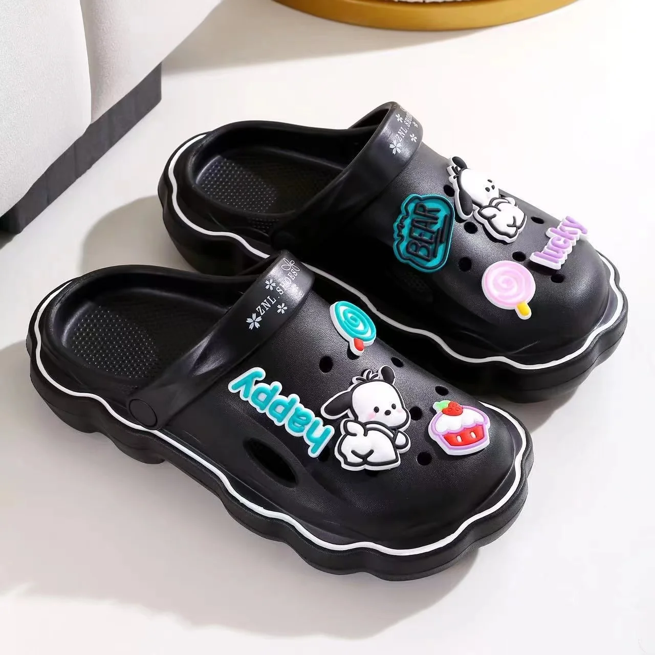 Sanrio Pochacco Slippers Cartoon Kawaii Cute Anime Student Outdoor Home Bathroom Bathing Anti-Slip Sandal Kids Toys Girls Gifts