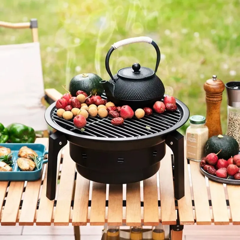 

Portable Camping Grill Nonstick Detachable BBQ Stove for Outdoor, Garden & Tea Boiling, Lightweight Folding Cookware Set
