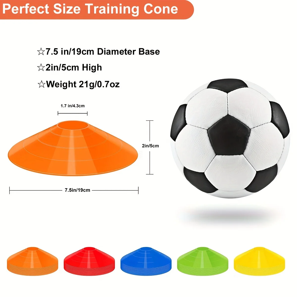 

50pcs Thickened Soccer Cones With Carry Bag And Holder For Sports Training, Football, Basketball Practice Equipment