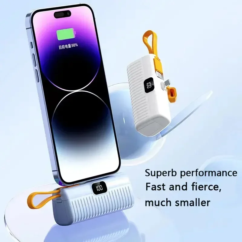 30000mAh Mini Power Bank wbudowany w kabel PowerBank cyfrowy wyświetlacz zewnętrzny akumulator przenośna ładowarka do iPhone Samsung Xiaomi