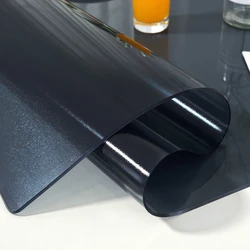 Soft Glass PVC Tablecloth Waterproof Rectangular Table Cover Pad Kitchen Oil-Proof TV Counter Cloth Black Frosted Table Mat