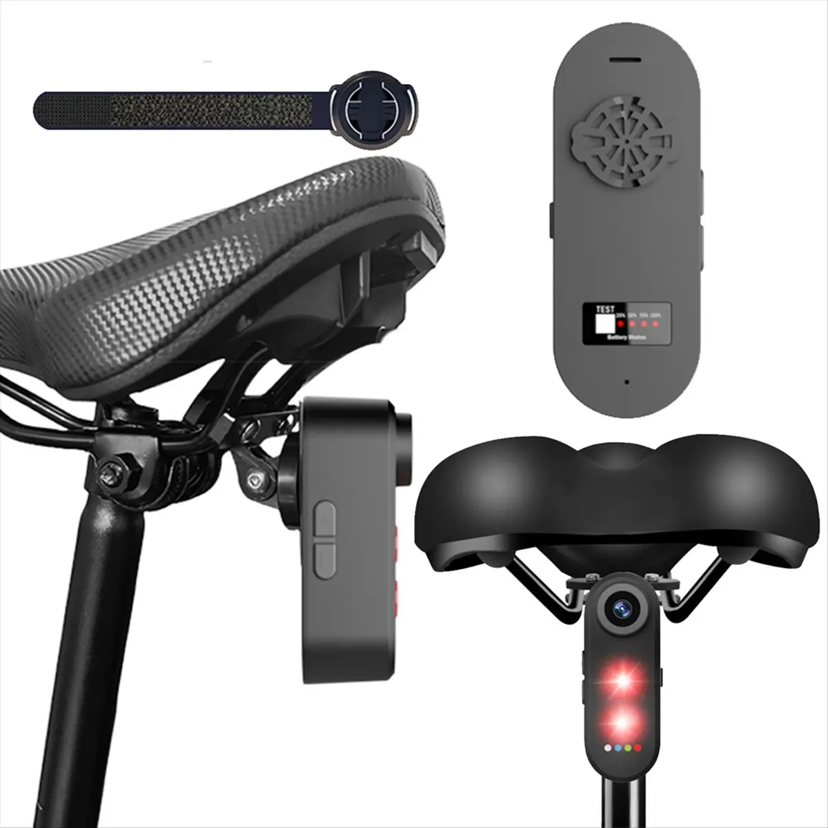 DT77 1080P HD Bike Camera with TailLight 150Degree Viewing Phone Interconnection Bicycle Radar Camera Bike Rear View Camera,B